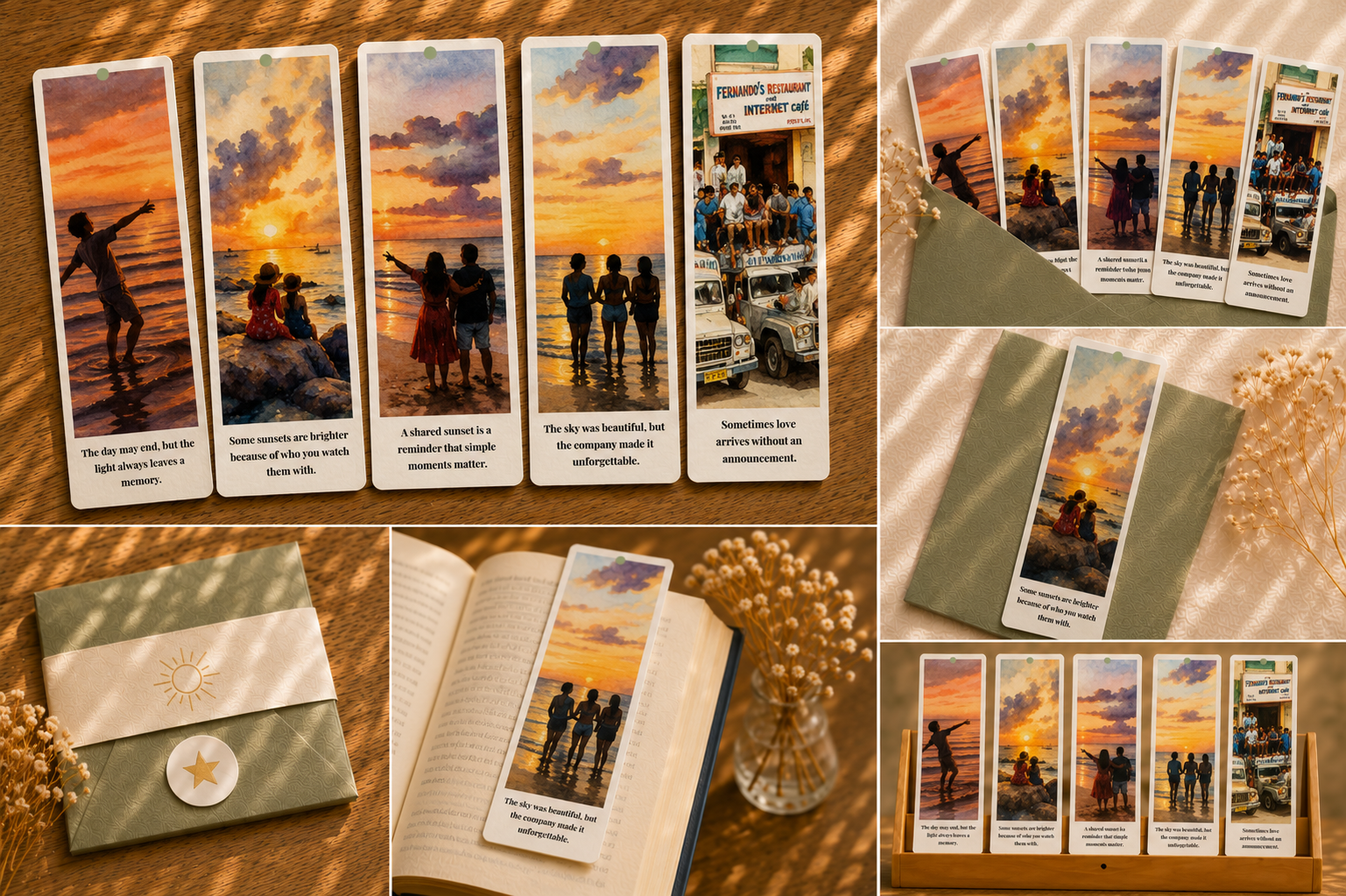 Golden Hour Memories | Watercolor Bookmark Collection