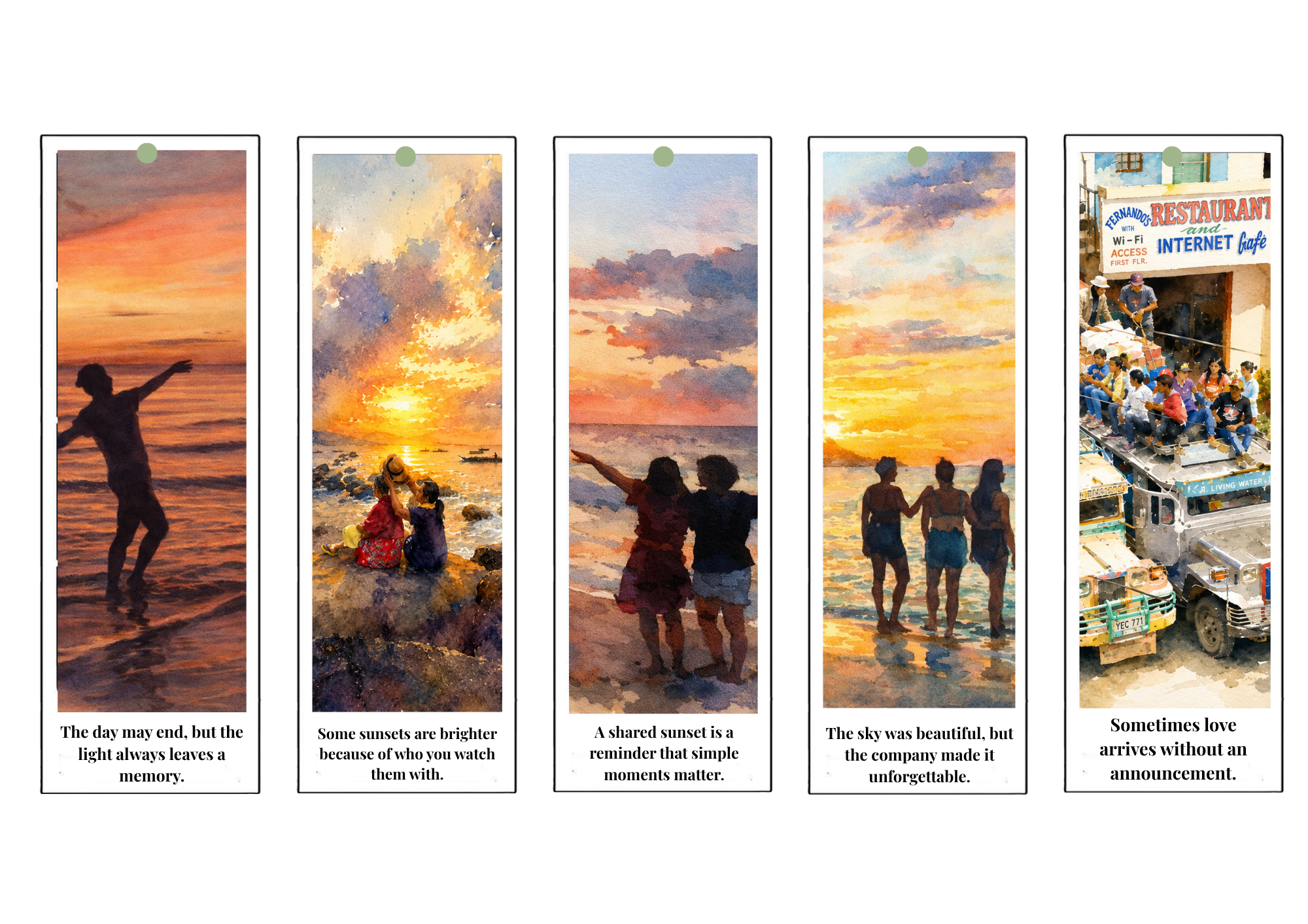 Golden Hour Memories | Watercolor Bookmark Collection - Image 2