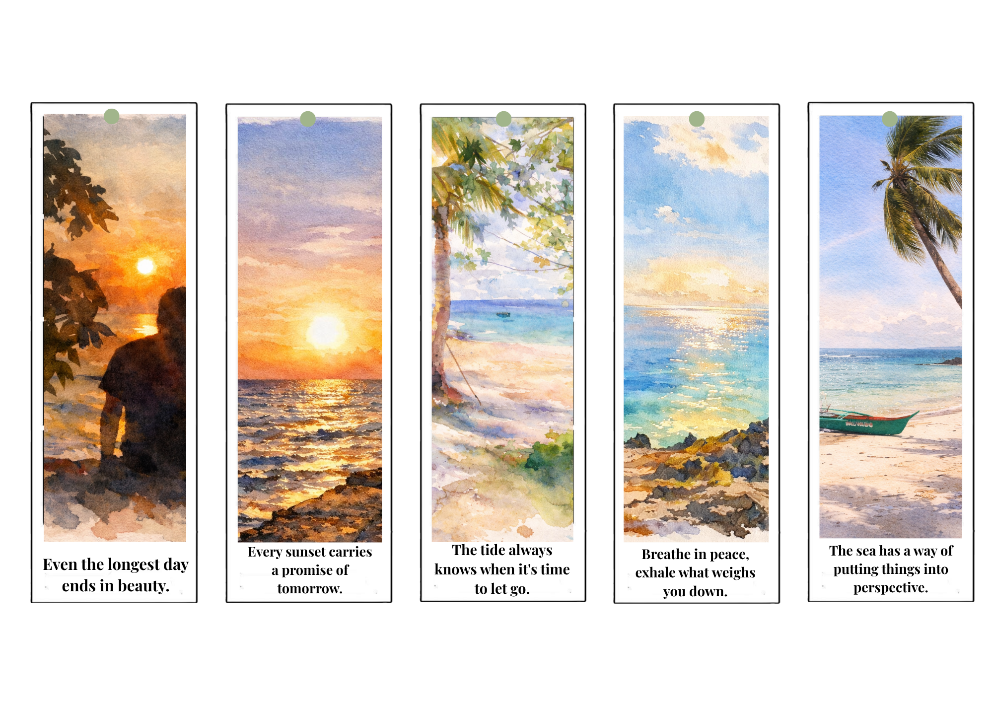 Seaside Serenity | Watercolor Bookmark Collection - Image 2