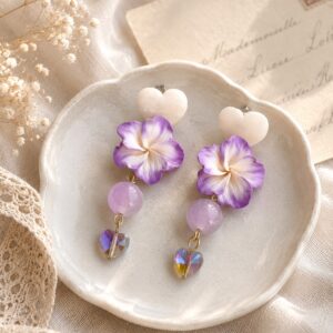 Lavender Heart Bloom | Island Bloom Collection Earrings