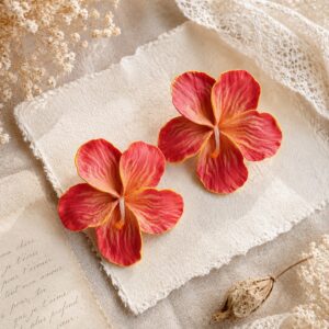 Sunset Gumamela | Statement Floral Earrings